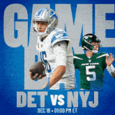 an advertisement for a football game between the detroit lions and new york jets