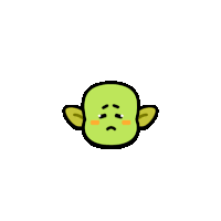 a cartoon character is crying with a tear coming out of his nose .