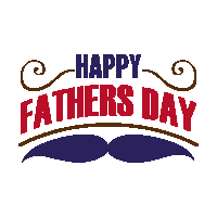 a happy father 's day sign with a blue mustache