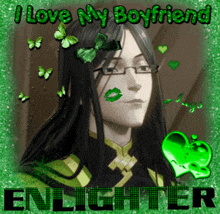 a picture of a man with glasses and the words " i love my boyfriend " on it