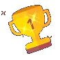 a cartoon illustration of a gold trophy with a star in the middle .