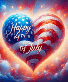 a painting of a heart with the words happy 4th of july written on it