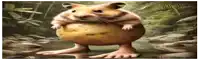 a hamster is standing on a potato with feet