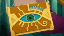 a cartoon drawing of a book with an eye on it