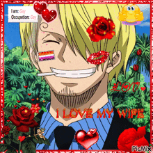 a picture of a man with the words i love my wife