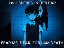 a poster of a boy with a bird behind him that says " i whispered in her ear "