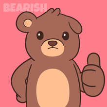 a cartoon of a teddy bear with the word bearish on the bottom right