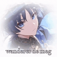 a picture of a boy with the words " wanderer de meg " below him
