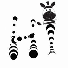 a black and white drawing of a zebra with nn written on the bottom right
