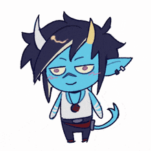 a cartoon drawing of a monster with horns coming out of the ground