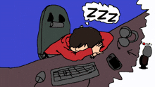 a cartoon of a person sleeping with a zzz speech bubble above