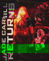 a poster for jade cargill 's returns with a lightning bolt in the background