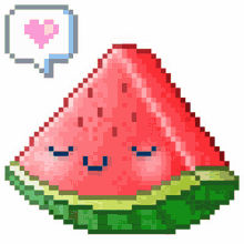 watermelon love heart cute pixel