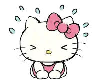 a cartoon drawing of hello kitty with a pink bow