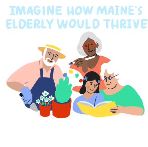 Imagine How Maines Elderly Would Thrive If The Rich Contributed What They Owe Us Sticker - Imagine How Maines Elderly Would Thrive If The Rich Contributed What They Owe Us Taxes Stickers