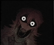 a drawing of a monster with glowing eyes and a huge mouth .