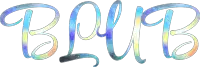 the word blub is written in a blue and yellow font