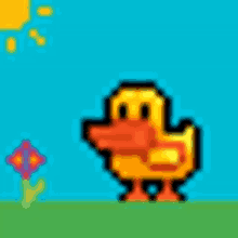 Duck Jumps Care GIF - Duck Jumps Care Pixel GIFs