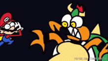 a cartoon of mario and bowser with a youtube link