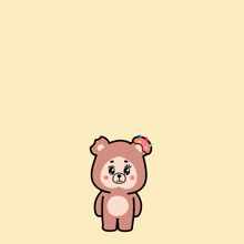 a cartoon drawing of a bear with a cupcake on its head