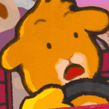 a cartoon drawing of a teddy bear with a surprised look on his face