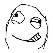 a black and white drawing of a funny face with a big smile on it .