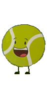 a cartoon drawing of a tennis ball with legs and arms