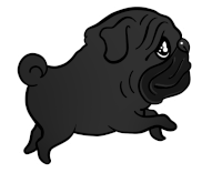 Pug Black Sticker - Pug Black Running Stickers