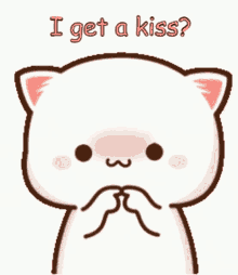 Shy Kiss Peach Cat Shy GIF - Shy Kiss Peach Cat Shy I Get A Kiss GIFs