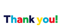 a white background with the words thank you written in different colors