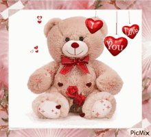 Teddy Bear Teddy Bear Love GIF - Teddy Bear Teddy Bear Love Red Rose GIFs
