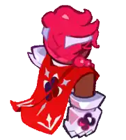 a cartoon character wearing a red cape and armor .
