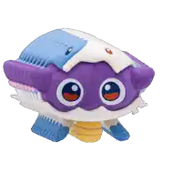 a purple and blue toothbrush with a yellow tail