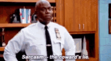 Andre Braugher Sarcasm The Cowards Lie GIF - Andre Braugher Sarcasm The Cowards Lie Brooklyn99 GIFs