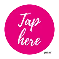 a pink circle that says tap here in white letters