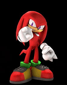 knuckles the echidna from sonic the hedgehog points at the camera