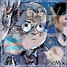 a picture of a boy with glasses and the word picmix