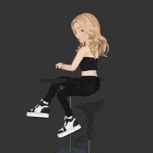 a cartoon girl is blowing a kiss while holding a mascara brush in her hand .