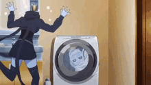 monster girl head wash spin washing machine dizzy