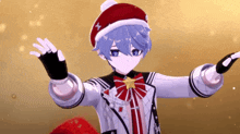 a 3d anime character wearing a santa hat