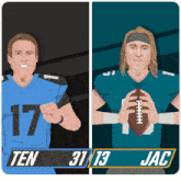 an illustration of two football players with the number ten and jac