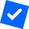 a blue square with a white check mark on it