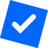 a blue square with a white check mark on it