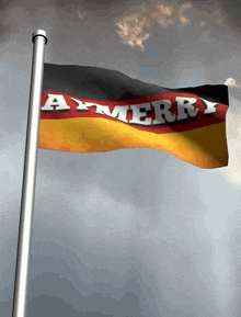 a flag with aymerry written on it is waving in the wind