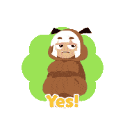 a cartoon drawing of a bear with the word yes written on it