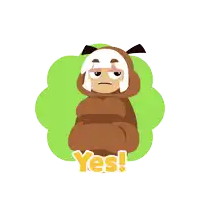 a cartoon drawing of a bear with the word yes written on it