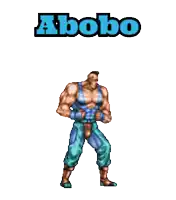 a pixel art of a muscular man with the word abobo above him