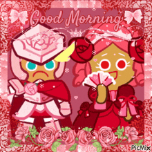 a cookie run greeting card with a knight and a princess