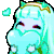 a pixel art drawing of a girl with long blue hair and a heart .