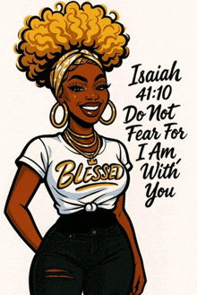 a woman wearing a t-shirt that says `` isaiah 41:10 do not fear for i am with you ''